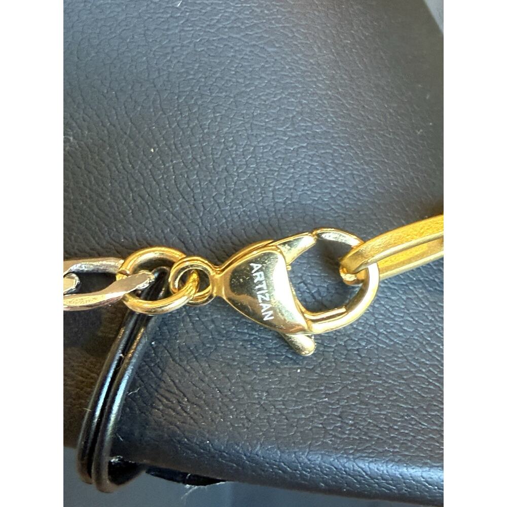 Artizan Joyeria Curb Chain Necklace Silver Tone GoldTone Tear Drop Pendant Charm - Picture 6 of 6